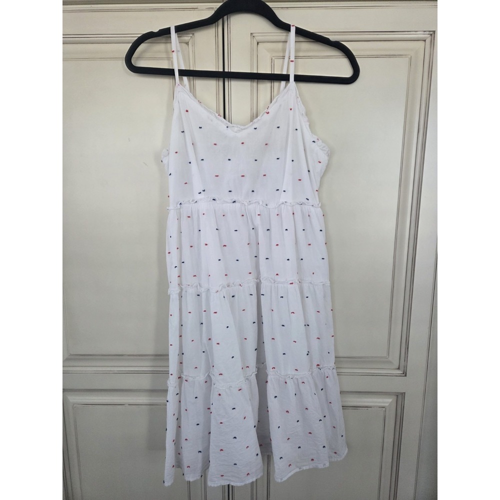 Sim & Sam Tiered Sundress Women's Med Lg Ruffles Nautical Patriotic‎